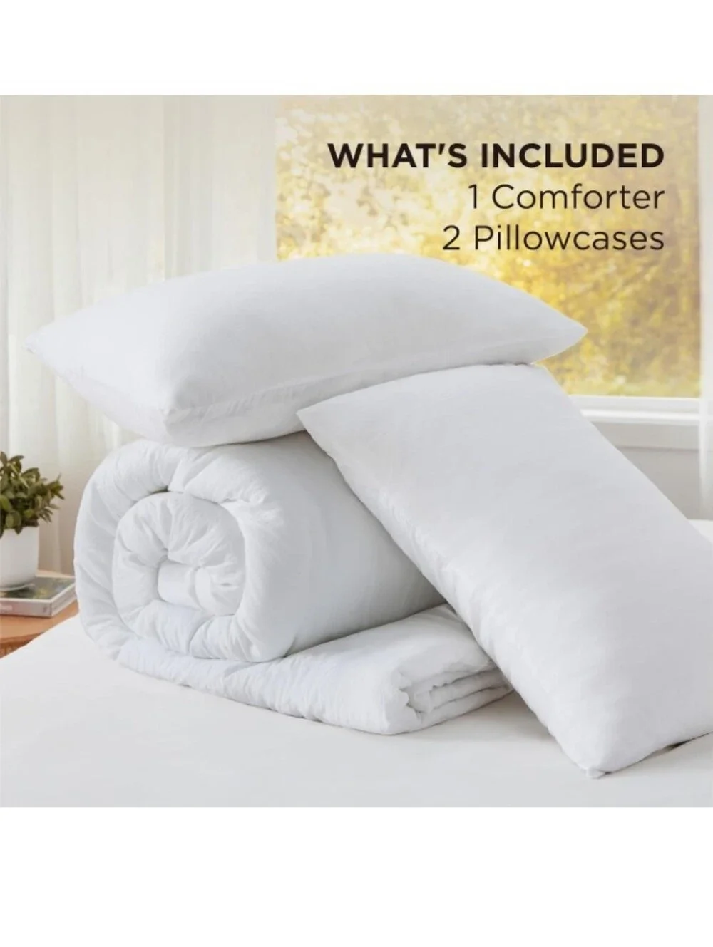 Bedsure Queen Comforter Set Prewashed Soft Bedding Set 3Pcs White 90